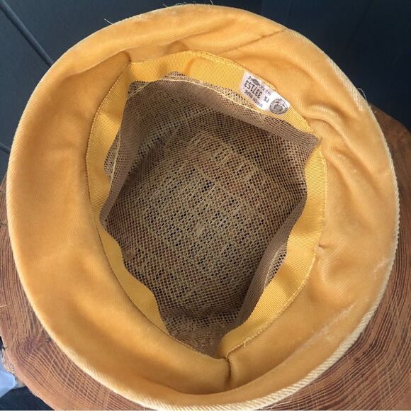 Vintage Mustard Yellow Velvet bucket Style Hat with Netting - Picture 12 of 12